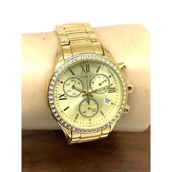 Timex Women's Watch TW2V57800 Quartz Chronograph Gold Dial Stainless Ste… - Picture 11 of 14